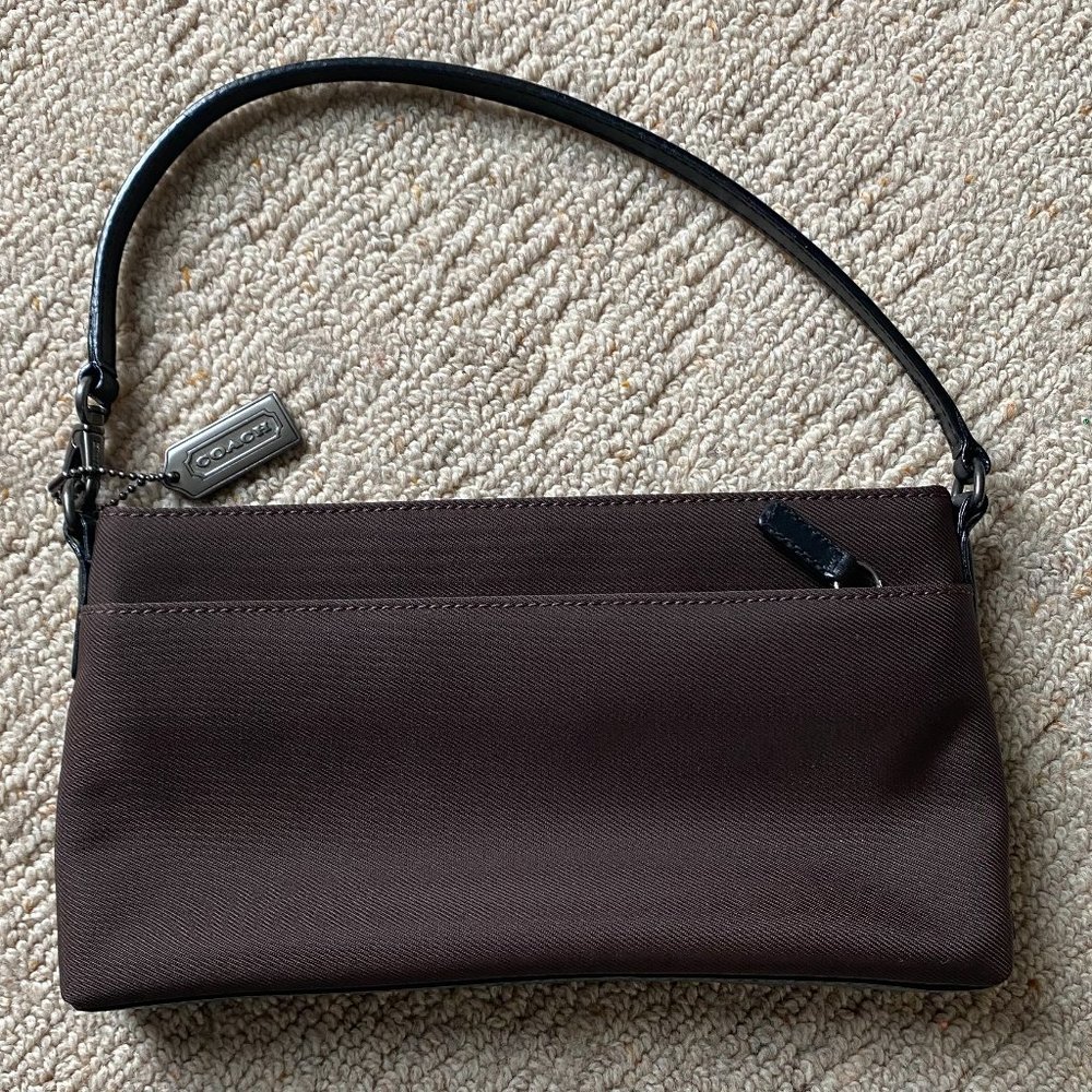 Coach Mercer Twill/Leather Clutch Baguette #7407